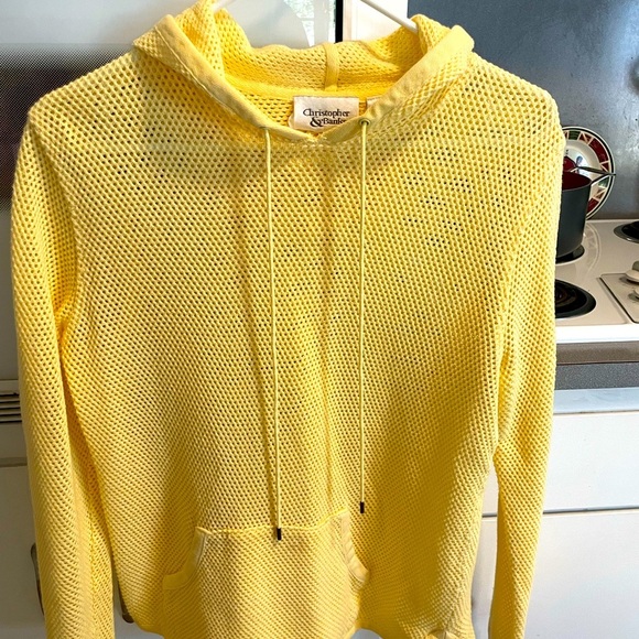 Christopher Banks yellow sweater with hood and pockets sz M like new - Picture 1 of 3